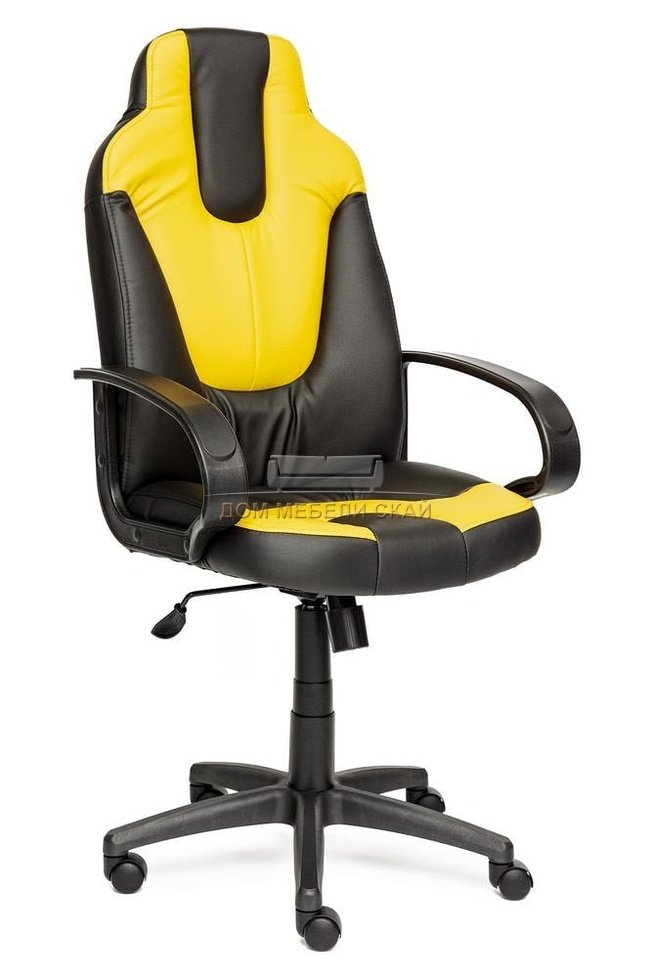 Кресло офисное Нео Neo 1, черная/желтая экокожа