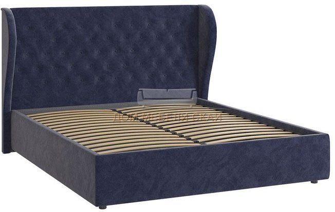 Кровать двуспальная 160x200 Жасмин, синий велюр