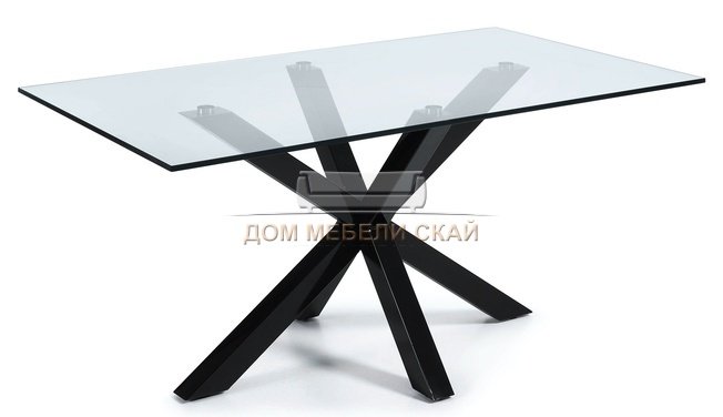 Стол обеденный Arya 160x90, черный каркас/прозрачное стекло C436C07