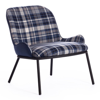 Кресло DUKEN mod. 0179322, рогожка синяя/синяя шотландка/черный