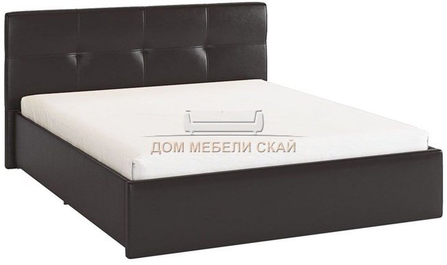 Кровать двуспальная 160x200 Куба, шоколадная экокожа