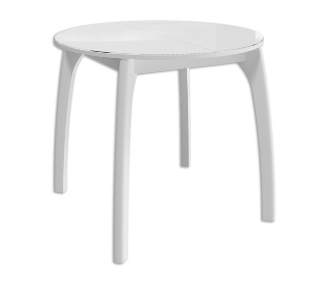 

Стол обеденный круглый Бабочка 46, белый/белое стекло