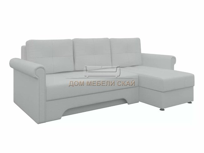 Угловой диван-кровать правый Леон, белый/экокожа