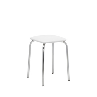 Табурет Leset Рин квадратный, экокожа белого цвета/хром