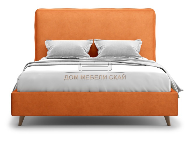 Кровать двуспальная 160x200 Brachano Lux, оранжевый велюр velutto 27