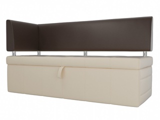 Кухонный диван Стоун с левым углом, бежевый/коричневый/экокожа