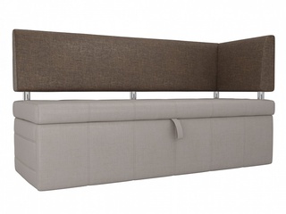 Кухонный диван Стоун с правым углом, бежевый/коричневый/рогожка