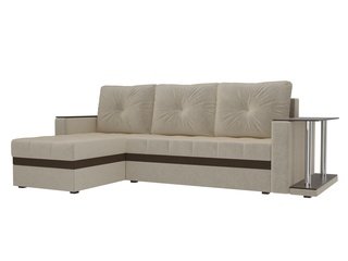 Угловой диван-кровать левый Атланта М, бежевый/микровельвет