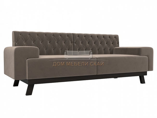 Прямой диван Мюнхен Люкс, коричневый велюр