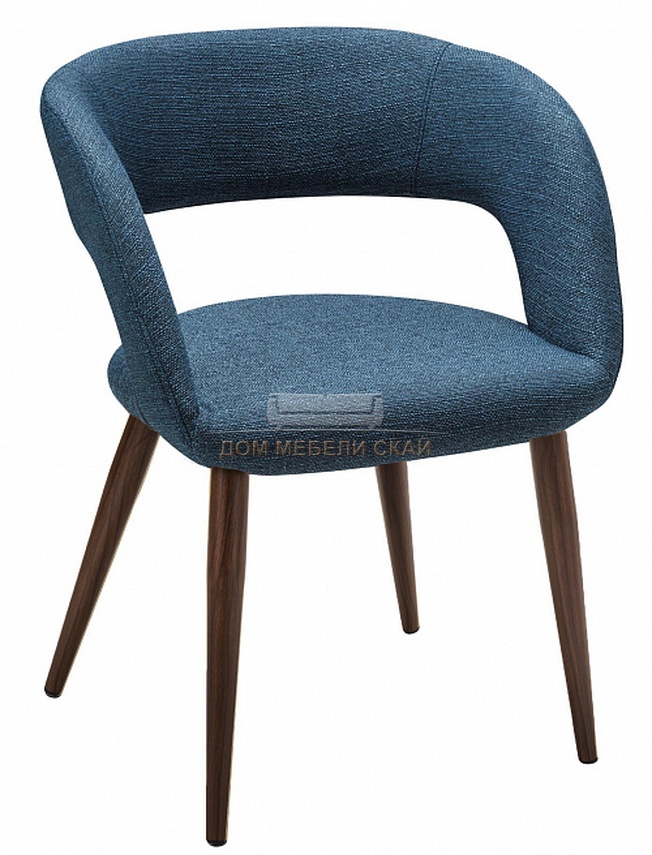 Стул-кресло Walter, рогожка темно-синего цвета сканди блю арт/тёмный орех