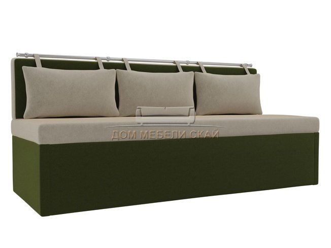 Кухонный диван со спальным местом Метро, бежевый/зеленый/микровельвет