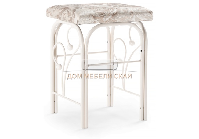 Табурет Клео 5, жаккард светло-бежевого цвета/белый