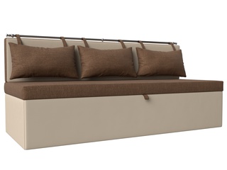 Кухонный диван со спальным местом Метро, коричневый/бежевый/рогожка/экокожа
