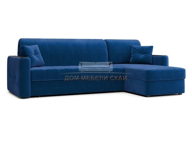 Угловой диван-аккордеон Ницца НПБ 1800, velutto 26 синий/накладка венге