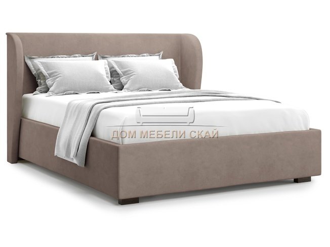 Кровать полутороспальная 140x200 Tenno с подъемным механизмом, коричневый велюр velutto 22
