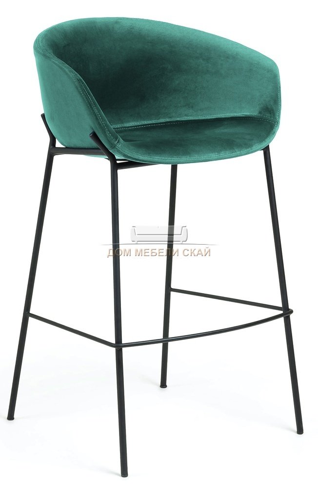 Барный стул Zadine, велюровый зеленого цвета