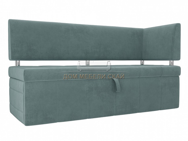 Кухонный диван Стоун с правым углом, бирюзовый велюр