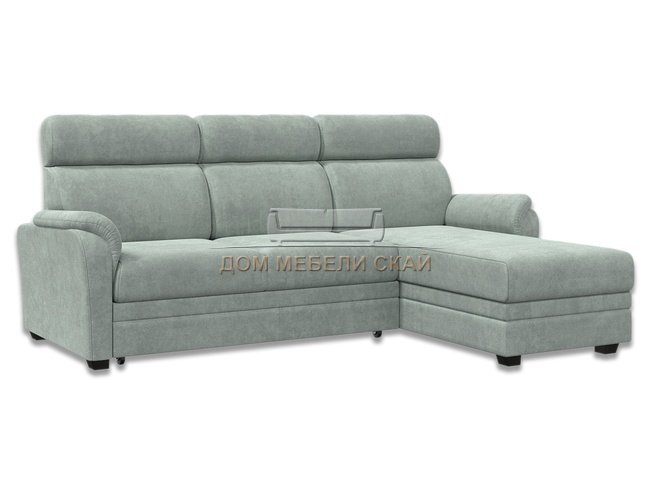 Угловой диван-кровать Омега 2-1, светло-серый велюр