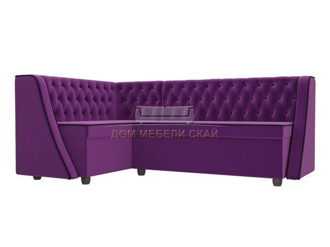 Кухонный угловой диван левый Лофт, фиолетовый/микровельвет