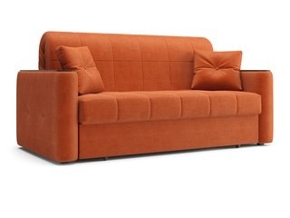 Диван-кровать Ницца 1400, velutto 27 оранжевый/накладка венге