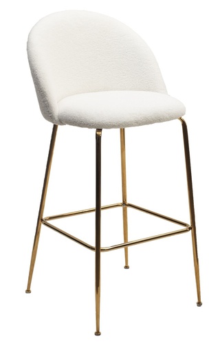 Барный стул GLADE, искусстенный мех белый NINI-01 teddy/золотой каркас
