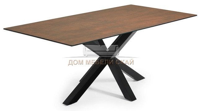 Стол обеденный Arya 200x100, черный каркас/фарфоровый Corten C408K10