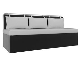 Кухонный диван со спальным местом Метро, белый/черный/экокожа