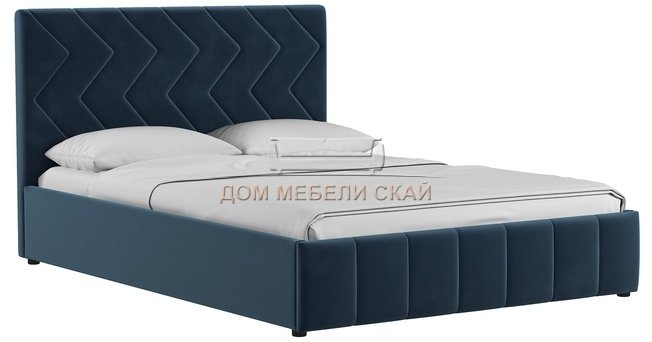 Кровать полутороспальная Милана 140х200, лекко океан полуночно-синий