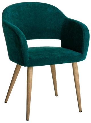 Стул-кресло Oscar, микровельвет изумрудного цвета/натуральный дуб