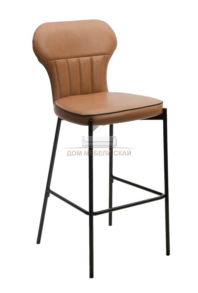 Барный стул ARCO, экокожа коньячно-коричневая MA-4/темно-серый кант MA-7/черный каркас