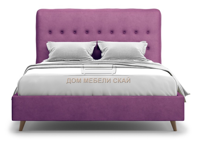 Кровать полутороспальная 140x200 Bergamo Lux, фиолетовый велюр velutto 15