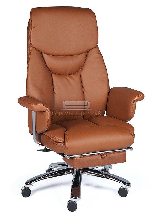 Кресло офисное Парламент, cappuchino/сталь/хром/капучино экокожа