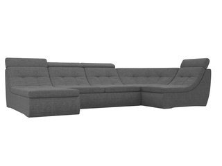 П-образный угловой диван Холидей Люкс, серый/рогожка