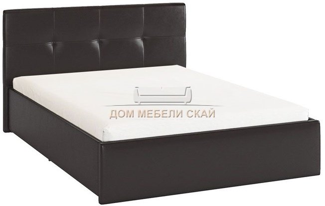 Кровать полутороспальная 140x200 Куба, шоколадная экокожа