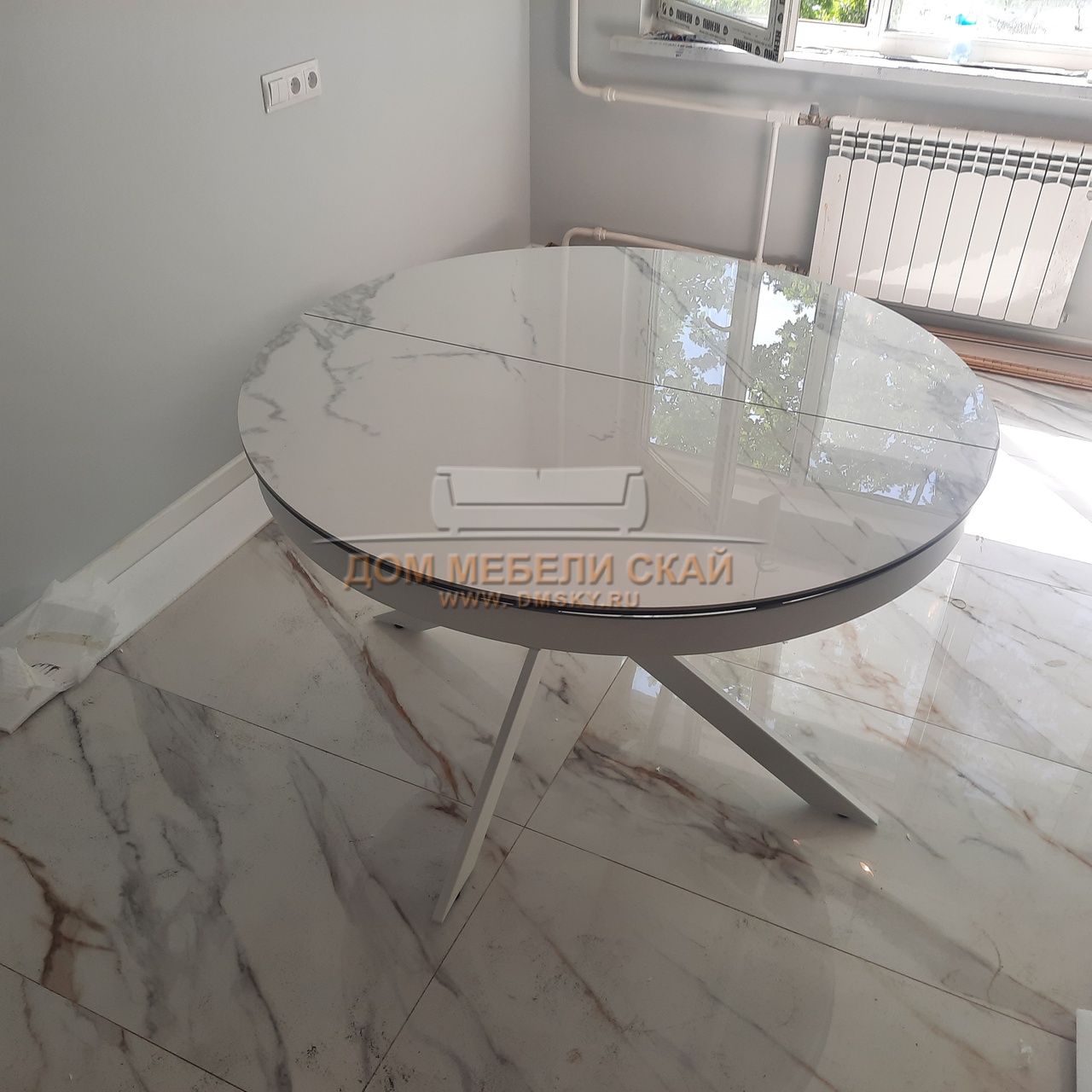 Стол trento 120 high gloss statuario белый мрамор