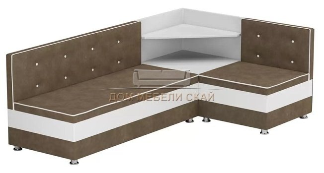 Кухонный угловой диван правый Милан, коричневый/микровельвет