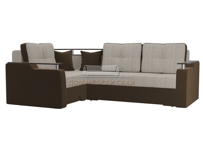 Угловой диван-кровать левый Комфорт, корфу 02/коричневый/корфу/микровельвет