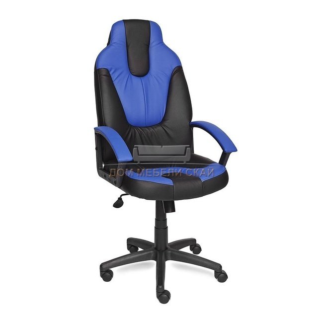 Кресло офисное Нео Neo 2, черная /синяя экокожа