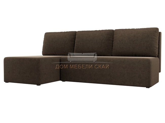 Угловой диван-кровать левый Поло, коричневый/микровельвет