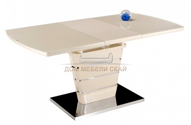 Стол обеденный со стеклом раздвижной Space 120, бежевый