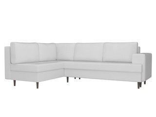 Угловой диван-кровать левый Сильвана, белый/экокожа