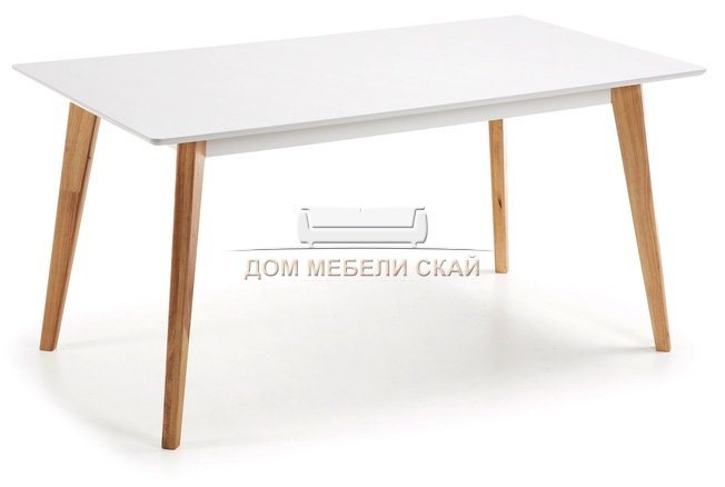 Стол обеденный Meety 160x90, белый/бежевый каркас