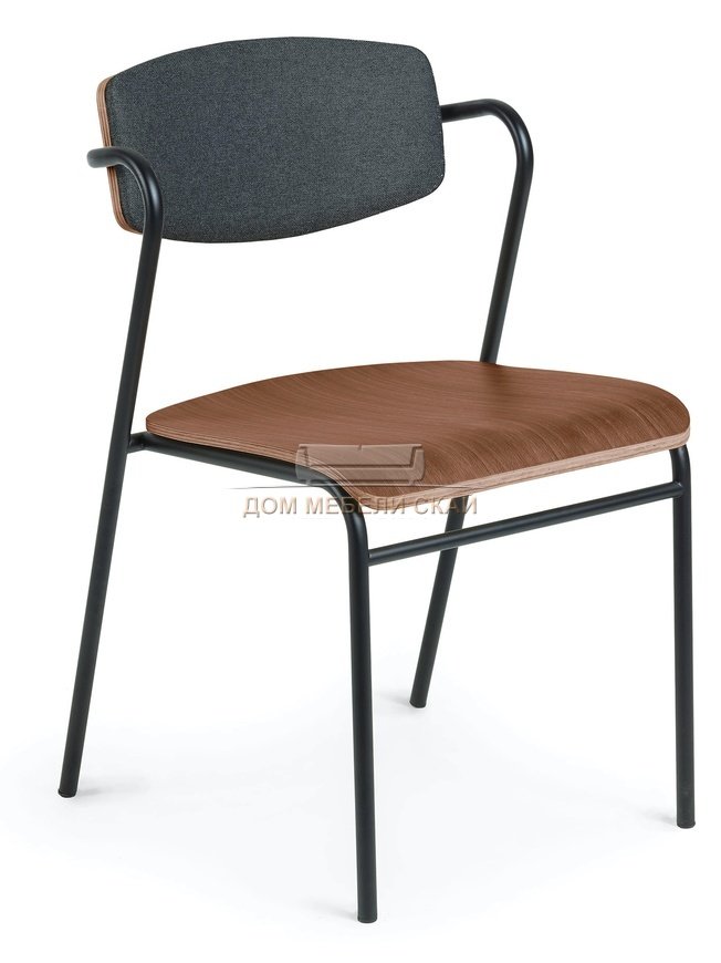 Стул-кресло CASPER, рогожка коричневого цвета/черный каркас