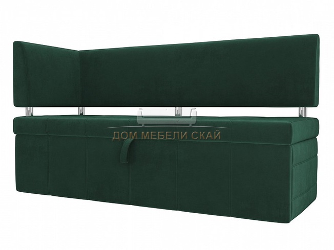 Кухонный диван Стоун с левым углом, зеленый велюр