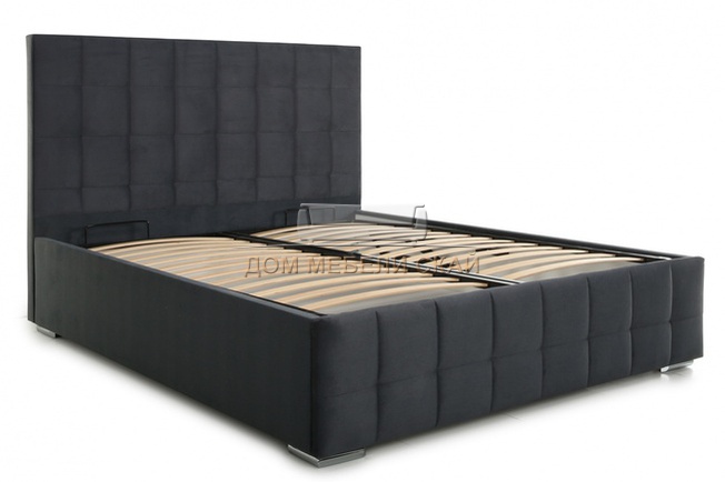Кровать двуспальная 180х200 Пассаж 2 с ПМ, серый велюр
