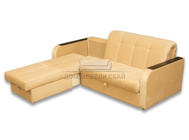 Угловой диван-аккордеон Амиго с ящиком 1250, бежевый велюр - купить вМоскве недорого по цене 60 560 руб. (арт. B0001813)