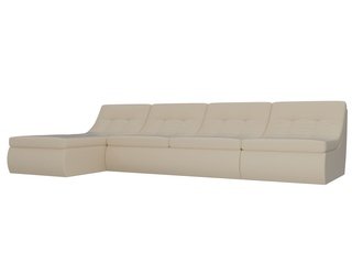 Угловой модульный диван-кровать левый Холидей, бежевый/экокожа