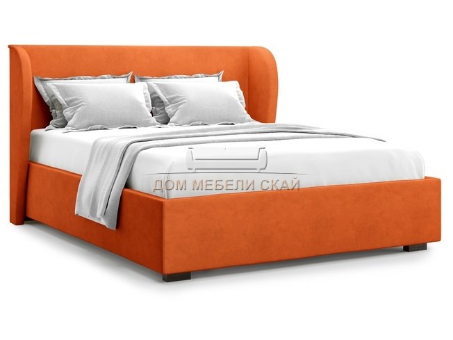 Кровать полутороспальная 140x200 Tenno с подъемным механизмом, оранжевый велюр velutto 27