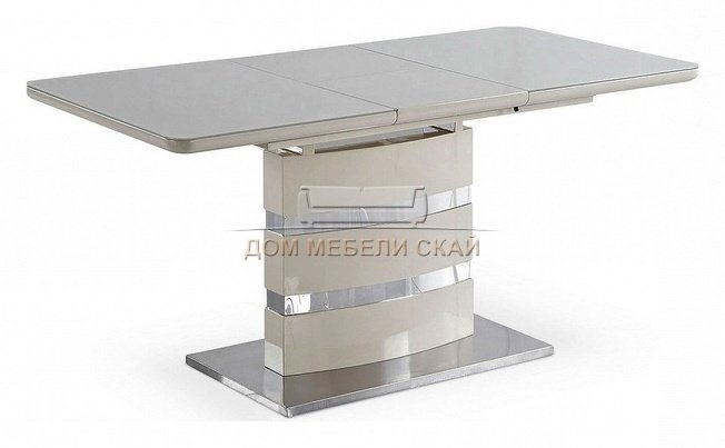 Стол обеденный раскладной SKY, ваниль со стеклом