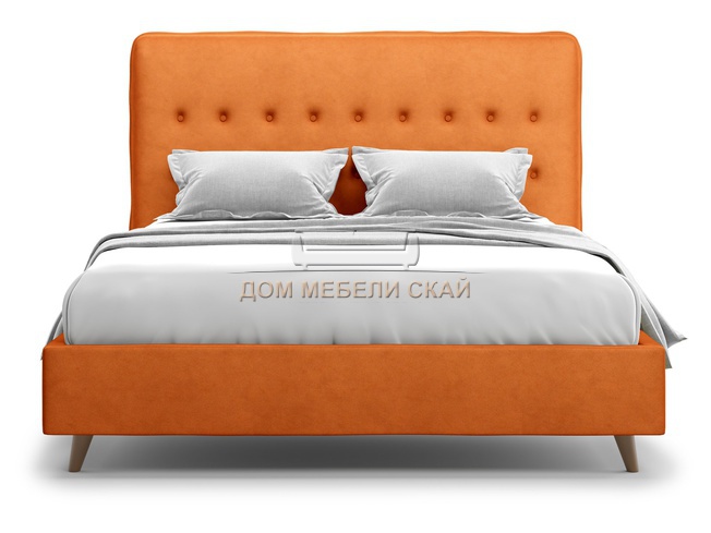 Кровать полутороспальная 140x200 Bergamo Lux, оранжевый велюр velutto 27